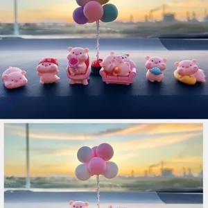Joli cochon rose ensemble d'ornement de tableau de bord de voiture résine accessoires