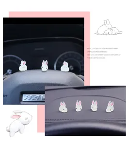 Cute glowing rabbit car ornament resin luminous dashboard decoration interior accessories cute style