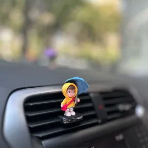 Cute cartoon umbrella girl car ornament, lovely vehicle air vent decoration for auto interior.
