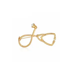 Gold stethoscope brooch pin with rhinestone medical series badge for clothes and backpack accessories.
