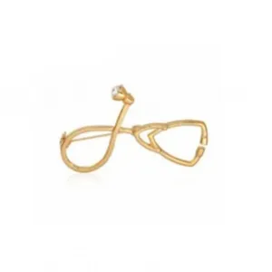 Gold stethoscope brooch medical doctor nurse lapel pin metal badge clothing accessory
