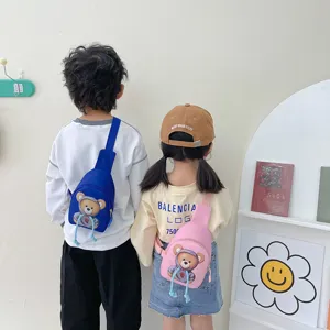 Cute cartoon bear children chest bag kids cute outer crossbody bag casual daily wear accessory
