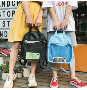Zaino ita trasparente giapponese finestra trasparente borsa scuola studente quotidiano casual nero blu