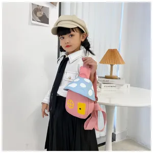 Kids mushroom chest bag cute cartoon crossbody canvas bag stylish children backpack