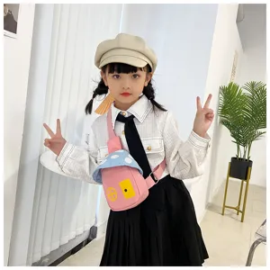 Kids pink mushroom house crossbody bag cute children canvas shoulder bag daily casual accessories