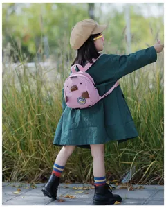 Cute Japanese cartoon animal mini corduroy backpack for students trendy casual school bag.