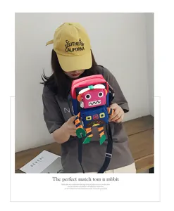 Borsa a tracolla in tela robot eccentrica, simpatica borsa a spalla cartoon per ragazze e bambini.