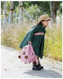 Cute cartoon animal corduroy mini backpack for kids, stylish and playful daily school bag.