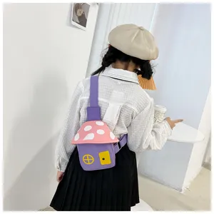 Cute mushroom children chest bag cartoon style sling bag kids crossbody purse for girls and boys