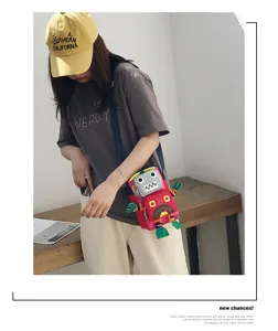 Borsa a tracolla in tela di robot carina borsa casual stile cartone animato per ragazze.