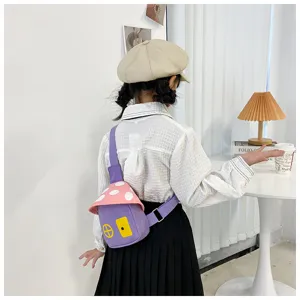 Kids mushroom crossbody bag, cute cartoon chest bag, sweet style children daily accessories.