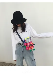 Borsa a tracolla in tela con robot eccentrico, borsa casual carina per ragazze e donne.