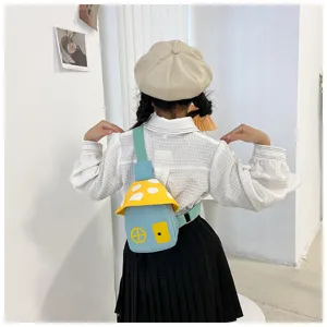 Kids mushroom chest bag cute canvas cross-body bag children fashion cartoon messenger bag
