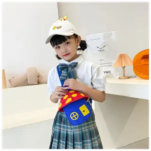 Kids cute mushroom crossbody bag colorblock chest bag stylish children casual shoulder bag