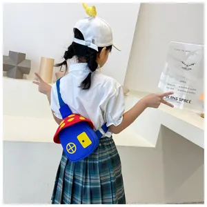 Kids mushroom sling bag, cute color block children chest pack, stylish casual crossbody bag for boys.