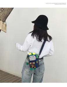 Borsa a tracolla in tela robot eccentrica carina stile giapponese borsa a spalla per ragazze