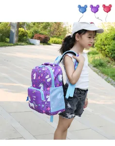 Cute cartoon unicorn kids backpack for kindergarten students, lightweight stylish school bag.
