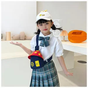Children chest bag cute mushroom design stylish crossbody bag for kids fashion daily accessories