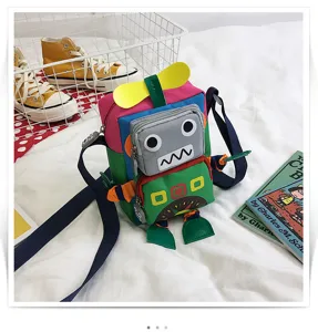 Borsa a tracolla robot in tela colorata per bambini e ragazze, carina borsa con elica.