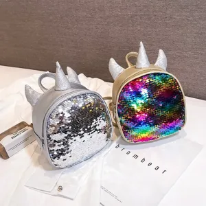 Children sequin mini backpack cute unicorn school bag sparkle glitter daypack for kids