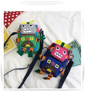 Borsa a tracolla in tela con robot di cartone animato carino per bambini e ragazze casual.