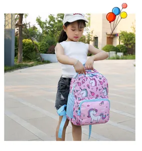 Cute pink unicorn backpack for kids, lightweight school bag for kindergarten and toddlers daily use.
