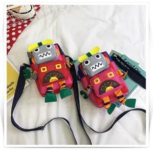 Borsa a tracolla in tela robot cartone animato carina, borsa crossbody divertente per ragazze e bimbi.