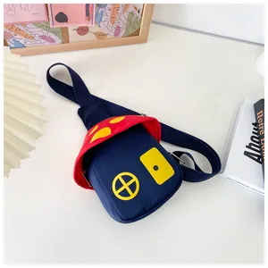 Cute mushroom house design children cross-body chest bag with colorful contrast for kids fashion.