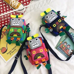 Borsa a Tracolla in Tela con Robot di Cartoni Animati Carini Stile Giapponese Borsa a Spalla Casual per Bambini Ragazze Messenger Borsa da Viaggio