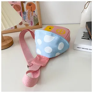 Kids Crossbody Bag Cute Pink Blue Polka Dot Chest Bag Children Fashion Waist Bag