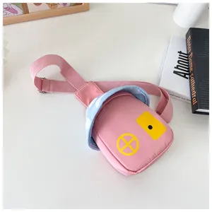 Kids crossbody chest bag cute pink blue house shape casual canvas bag daily accessories