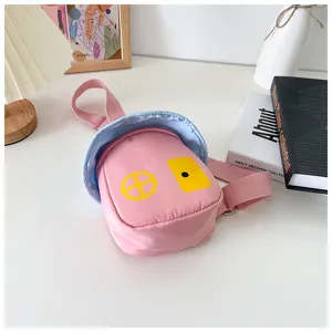 Cute pink house shape kids crossbody bag stylish children chest pack cute cartoon toddler purse