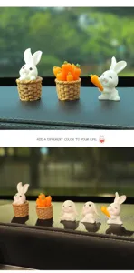 Cute rabbit car dashboard ornaments resin bunny with carrot cute interior decoration