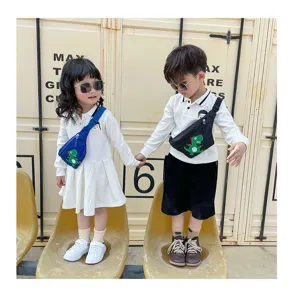 Kids dinosaur crossbody waist bag cute casual canvas chest bag for boys and girls