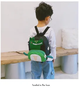 Cute kids dinosaur backpack for boys, cartoon school bag with fun 3D design and comfortable straps.