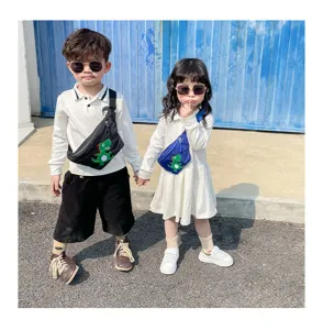 Cute cartoon dinosaur chest bag for kids Korean style casual children crossbody waist bag