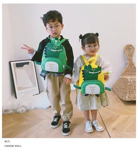 Cute kids dinosaur backpack for kindergarten boys and girls cute toddler school bag detail view