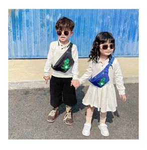 Cute cartoon dinosaur kids waist bag, casual chest sling bag for boys and girls daily use.