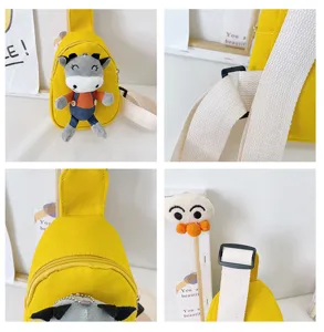 Bambini giallo tela borsa sul petto carino cartone animato mucca borsa a tracolla casual