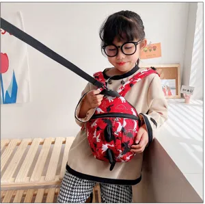 Kids red dinosaur backpack toddler anti lost school bag with 3d spikes for boys and girls