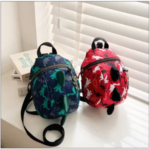 Cute kids dinosaur backpack with 3D spikes, lightweight toddler school bag for boys and girls.