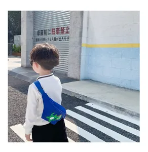 Kids blue dinosaur crossbody bag children casual sling chest bag cute cartoon waist pack details