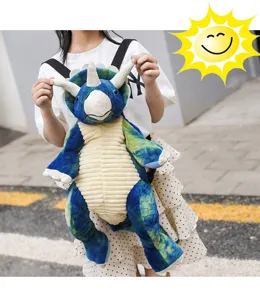 Sac à dos en peluche dinosaure mignon pour femmes, sac d'école animal cartoon sac décontracté.