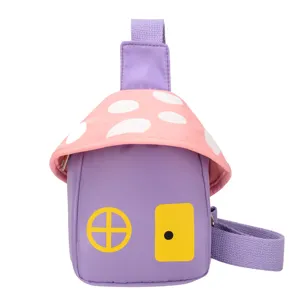 Cute Mushroom House Kids Crossbody Bag Cartoon Chest Bag Trendy Toddler Coin Purse