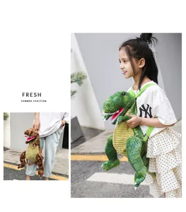Sac à dos en peluche dinosaure mignon pour les enfants, cartable animal doux, sac kawaii.