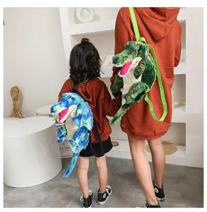Joli sac à dos en peluche dinosaure dessin animé pour enfants femmes, doux sac d'école