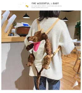 Joli sac à dos en peluche dinosaure, cartable animal dessin animé doux, sac kawaii quotidien.