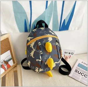 Details of cute cartoon dinosaur kids backpack, 3d spikes design, soft fabric for kindergarten.