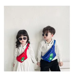 Children cartoon dinosaur chest bag, cute casual crossbody waist bag for boys and girls kids.