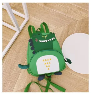 Cute dinosaur cartoon children backpack for kindergarten boys, anti-lost kids school bag.